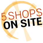 5 shops on site logo in yellow