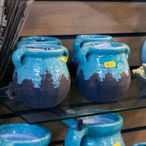 Blue and brown, half glaze 2 handle pot £7.50
