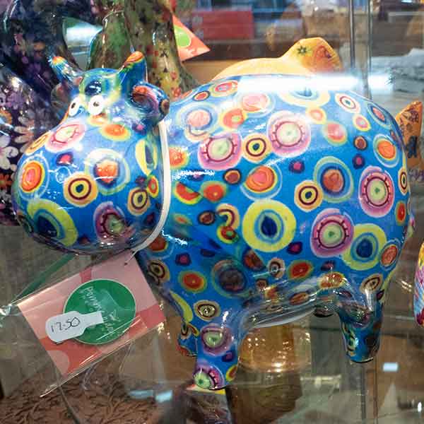 Bright blue cow money box by Pomme-pidou, £17.50