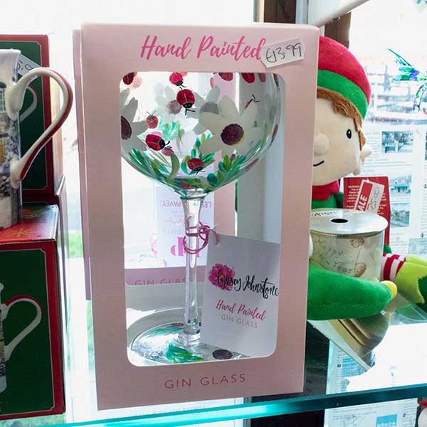 Pink hand painted gin glass £13.99