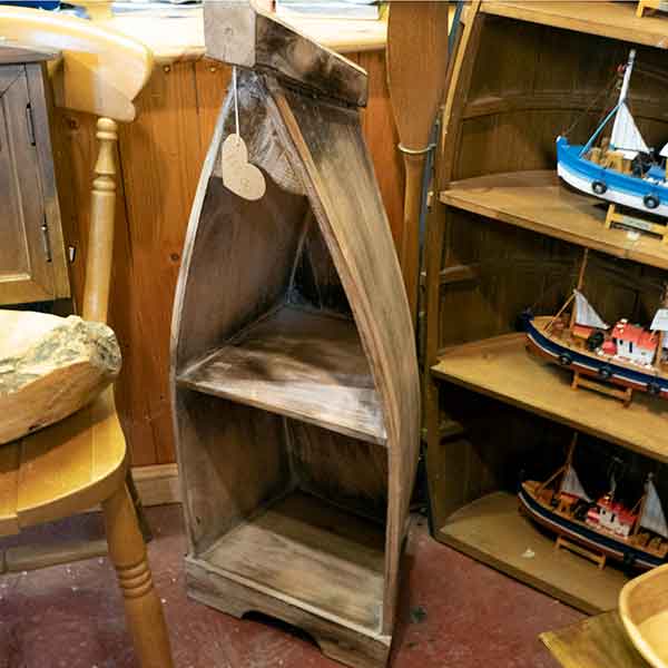 Arched row boat style wooden shelves £65.00